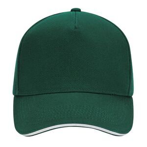 Beechfield Ultimate 5 Panel Sandwich Peak Baseball Cap / Bottle Green/White